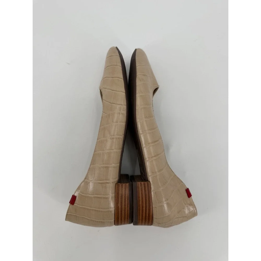 Marc Joseph New York Beige Croc Embossed Leather Flats Shoes Womens 9.5 Brazil
